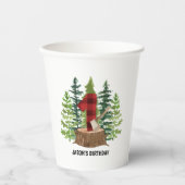 Gobelets En Papier Bison de bûcheron 1er anniversaire Plaid (Recto)