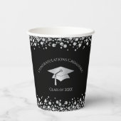Gobelets En Papier Black and Silver Graduation (Verso)