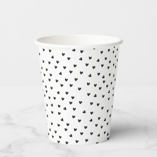 Gobelets En Papier Black and White Heart Pattern Valentine's Day (Verso)