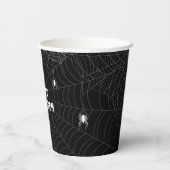 Gobelets En Papier Black and White Spider Web Happy Halloween (Verso)