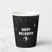 Gobelets En Papier Black and White Spider Web Happy Halloween (Gauche)