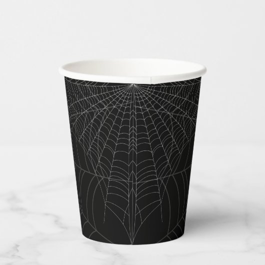 Gobelets En Papier Black and White Spider Web Happy Halloween (Droite)
