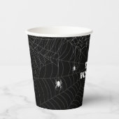 Gobelets En Papier Black and White Spider Web Happy Halloween (Recto)
