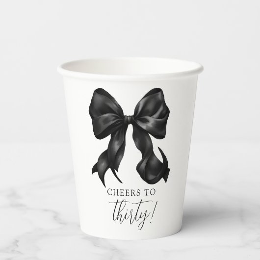 Gobelets En Papier Black Bow 30th 40th 50th Birthday  (Verso)