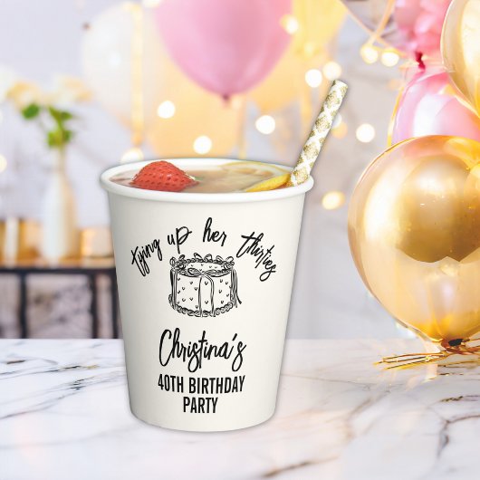 Gobelets En Papier Black Bow Attache ses trente 40e anniversaire