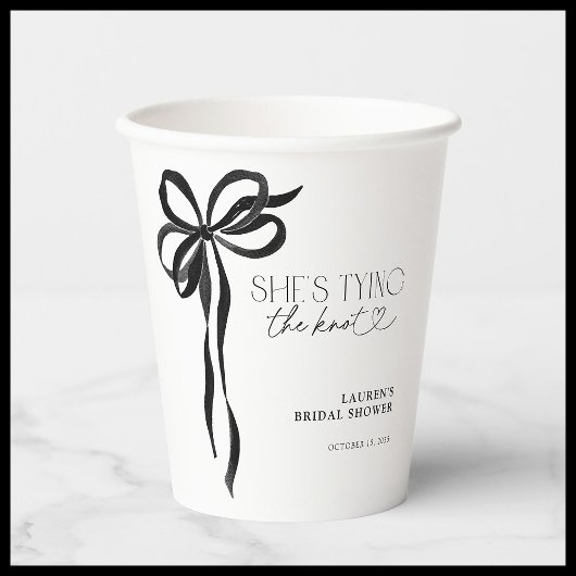 Gobelets En Papier Black Bow Elle Attache La Fête des mariées de noeu