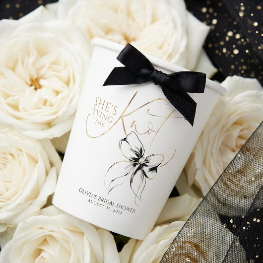 Gobelets En Papier Black Bow She's Tying the Knot Bridal Shower