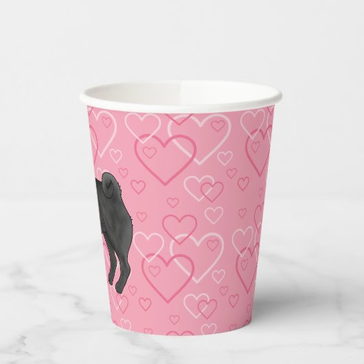 Gobelets En Papier Black Carlin Chien Cartoon Mops Love Heart Motif R (Gauche)