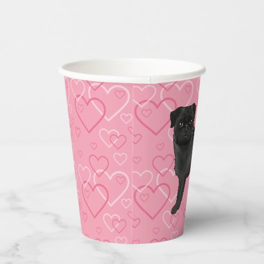 Gobelets En Papier Black Carlin Chien Cartoon Mops Love Heart Motif R (Droite)