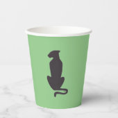 Gobelets En Papier Black Cat Silhouette tasses de papier vert (Recto)
