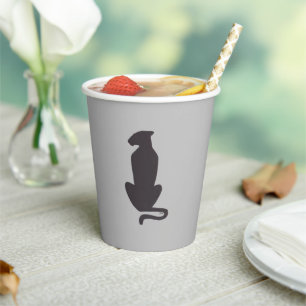 Gobelets En Papier Black Cat Silhouette tasses en papier gris