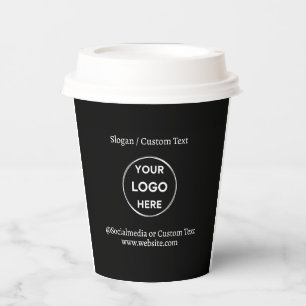 Gobelets En Papier Black Custom Logo Texte Moderne Minimaliste Entrep