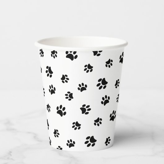 Gobelets En Papier Black Empreintes de pattes Pet Party (Recto)