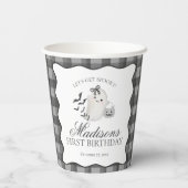 Gobelets En Papier Black Gingham Little Boo Ghost Birthday Coffee (Verso)