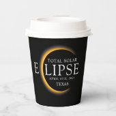 Gobelets En Papier Black & Gold 2024 Texas Total Solar Eclipse (Verso)