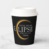 Gobelets En Papier Black & Gold 2024 Texas Total Solar Eclipse (Recto)