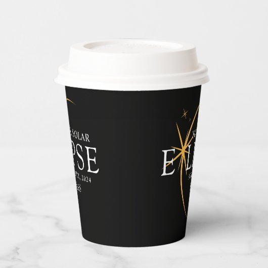 Gobelets En Papier Black & Gold 2024 Texas Total Solar Eclipse (Gauche)