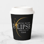 Gobelets En Papier Black & Gold 2024 Texas Total Solar Eclipse (Verso)