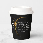 Gobelets En Papier Black & Gold 2024 Texas Total Solar Eclipse (Recto)