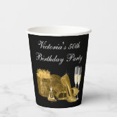 Gobelets En Papier Black Gold High talon Chaussure Anniversaire Coupe (Verso)