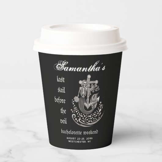 Gobelets En Papier Black Gothic Mermaid Dernière voile Bachelorette P (Recto)