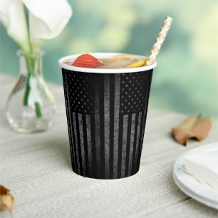 Gobelets En Papier Black Grunge Vintage USA American Flag Motif