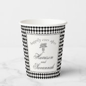 Gobelets En Papier Black Harlequin Checkered Wedding (Verso)