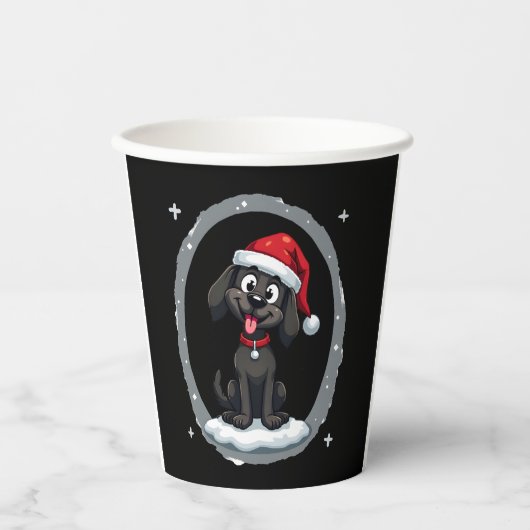 Gobelets En Papier Black Labrador Christmas Santa Hat Xmas Pajama T-S (Recto)
