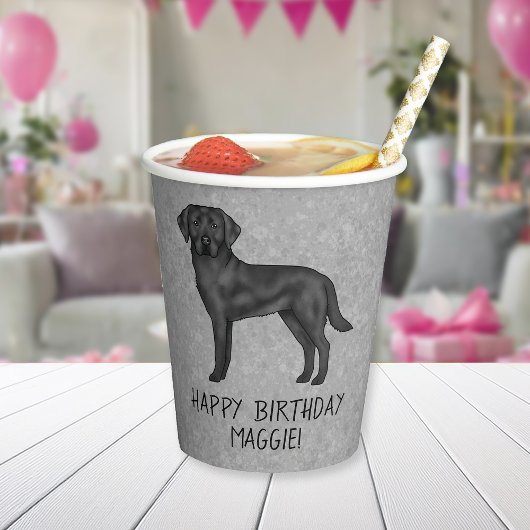 Gobelets En Papier Black Labrador Retriever Chien heureux anniversair