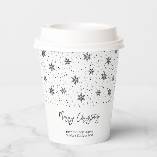 Gobelets En Papier Black | Logo d'affaires Vacances de Noël d'hiver (Verso)