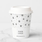 Gobelets En Papier Black | Logo d'affaires Vacances de Noël d'hiver (Recto)