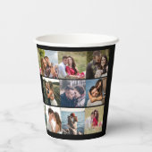 Gobelets En Papier Black Photo Collage Mariage personnalisé (Verso)