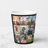 Gobelets En Papier Black Photo Collage Mariage personnalisé (Recto)