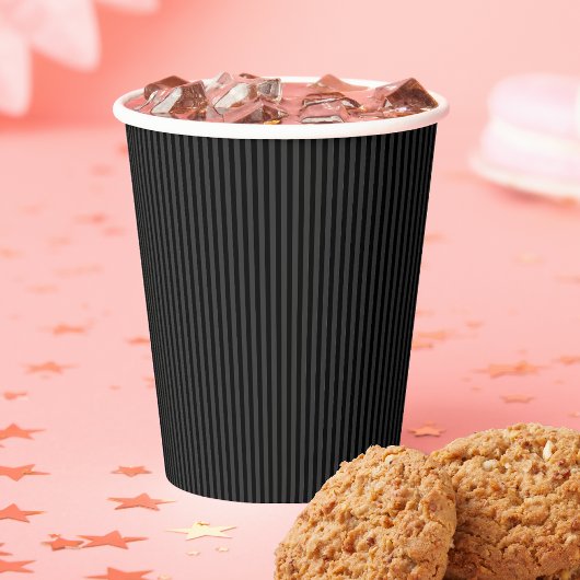 Gobelets En Papier Black & Smoky Black Narrow Vertical Stripes