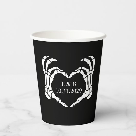 Gobelets En Papier Black Til Death Skeleton Mariage gothique (Verso)