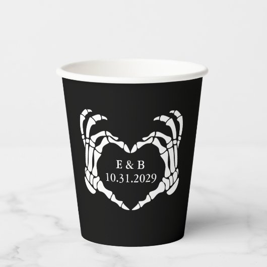 Gobelets En Papier Black Til Death Skeleton Mariage gothique (Recto)