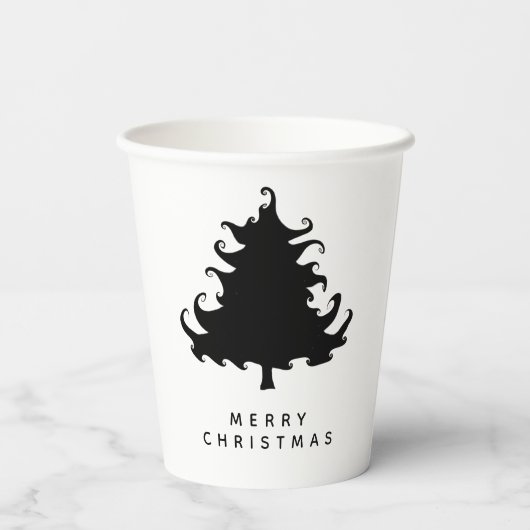 Gobelets En Papier Black Tree Merry Christmas (Verso)