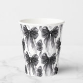 Gobelets En Papier Black Watercolor Bow Coquette Themed Party (Droite)