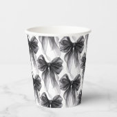 Gobelets En Papier Black Watercolor Bow Coquette Themed Party (Recto)