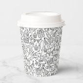 Gobelets En Papier Black & White Icons fête d'anniversaire (Recto)