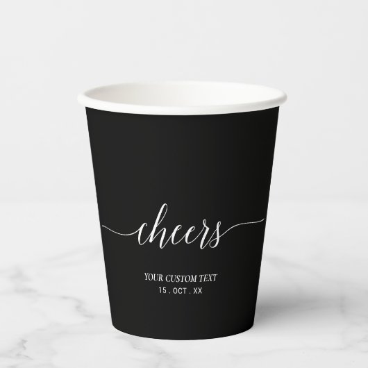 Gobelets En Papier Black & White Modern Script Lettres Soirée (Recto)