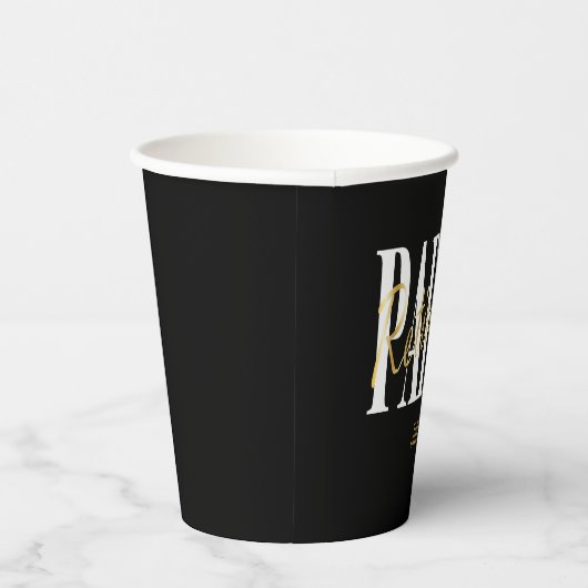 Gobelets En Papier Black, White Retirement Party, Custom Paper Cup (Droite)