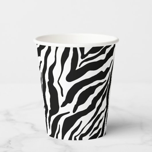 Gobelets En Papier Black& White Zebra Stripes Safari Animal Print  (Verso)