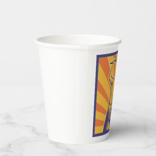 Gobelets En Papier Blacksmith Hammering Retro Strongman Labor (Droite)