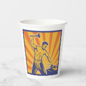 Gobelets En Papier Blacksmith Hammering Retro Strongman Labor (Recto)