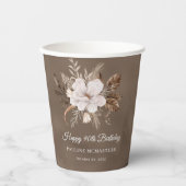 Gobelets En Papier Blanc Floral Neutre Automne 90e anniversaire (Recto)