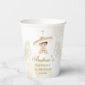 Gobelets En Papier Blanc Gold Mexicain Boy Baptême & premier annivers (Verso)