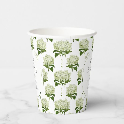 Gobelets En Papier Blanc Lumière Vert Hydrangea Motif Oh Baby shower (Droite)