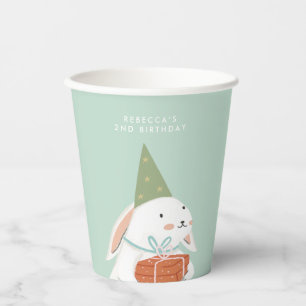 Gobelets En Papier Blanc mignonne lapin Anniversaire