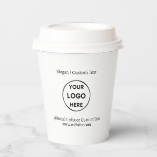 Gobelets En Papier Blanc Personnalisé Logo Texte Moderne Minimaliste 
